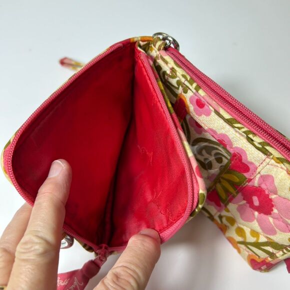 Vera Bradley Folkloric Yellow Pink Red Green Floral Pattern Double ID Wristlet - Picture 6 of 13